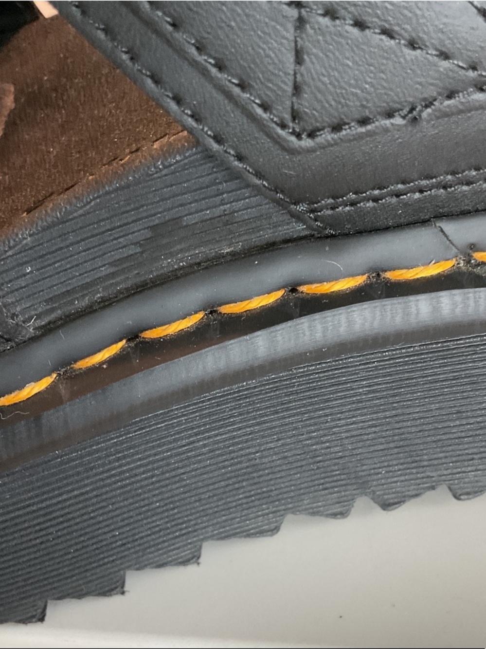Dr. Martens Black Platform Buckle Sandals with Yellow Stitching - Picture 5 of 5